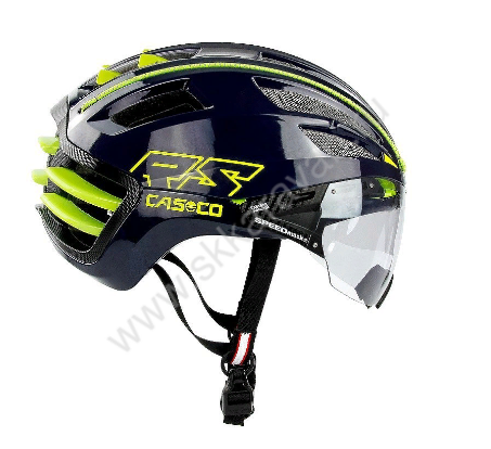 1535 Лыжероллерный шлем CASCO SPEEDairo2 blue-neon yellow с Vautron визором